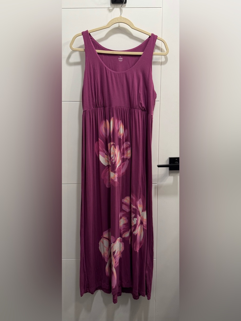 Alfani Knit Floral Dress Purple Pink Stretchy Comfy Tank Dress Size XL
